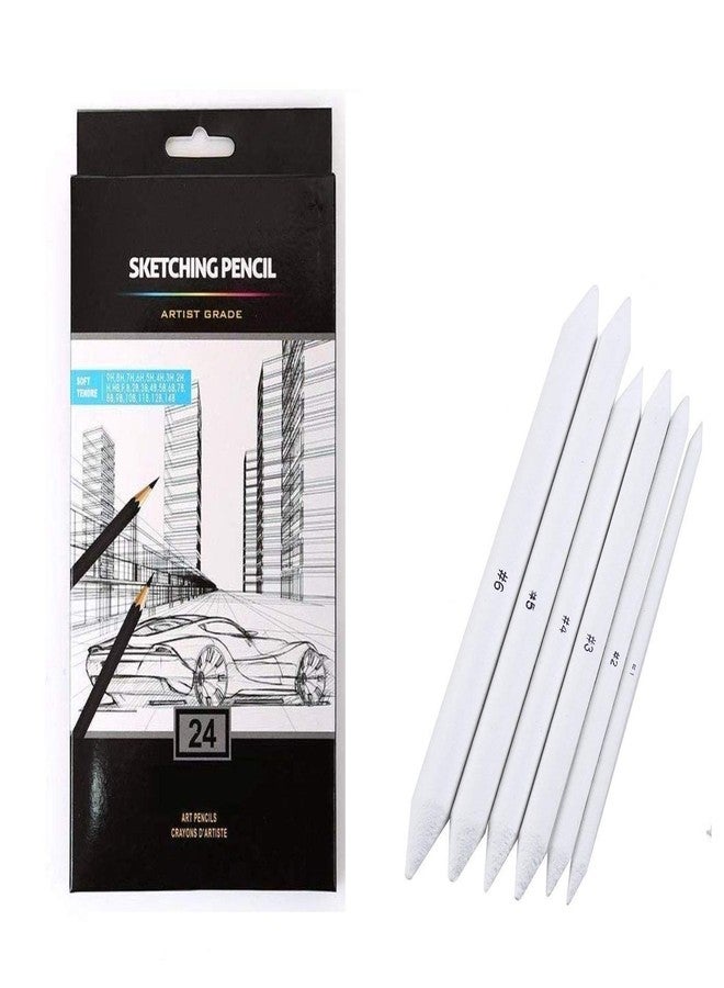 Definite أقلام رصاص ديفينيت آرت للرسم بدرجات مع أدوات مزج/تورتيلون ورقية (مجموعة من 24 قلم رصاص بدرجات و6 أدوات مزج ورقية) - Image 1