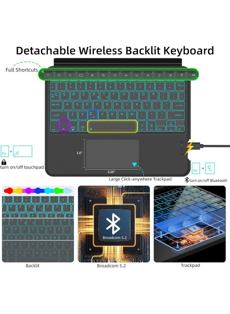 بروتيكت حافظة لوحة مفاتيح لاسلكية Protect لجهاز Samsung Galaxy Tab S10 FE 10.9" | لوحة مفاتيح بإضاءة خلفية عربي-إنجليزي | لوحة لمس 120Hz متعددة اللمس | حافظة نحيفة قابلة للفصل | الموديل: HL118A-10FE - Image 3