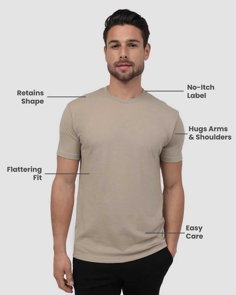 INTO THE AM Men's Plain Tees - Fitted Crewneck T-Shirts Casual Gym Workout Black White Short Sleeve Tshirts Shirts for Men (Tan, X-Large) - Image 4