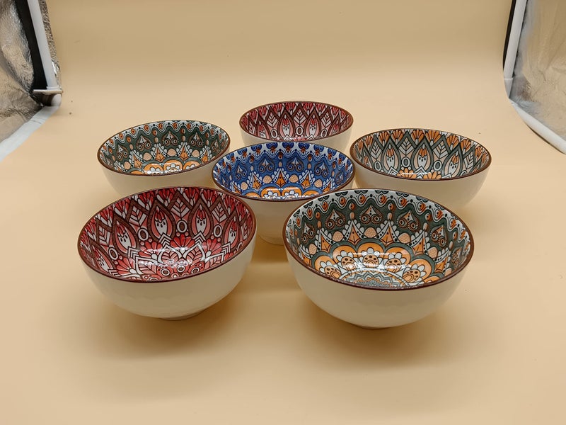 P Plus Fire Ceramic Cereal Bowls, Porcelain Bowls for Kitchen, Vibrant Colors Bowls Set for Salad Soup Ramen Bowl (Pack of 12) - Image 5
