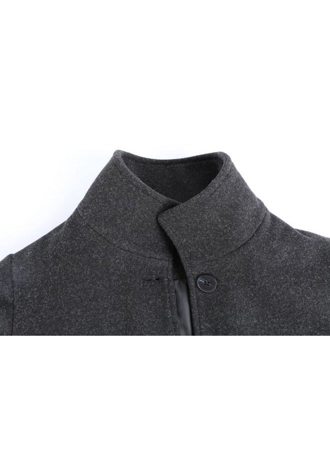 CHARTOU Women Winter Long Pea Coat Wool Blend Stand Collar Single Breast Thicken Blazer Jacket (Small, Black) - Image 2