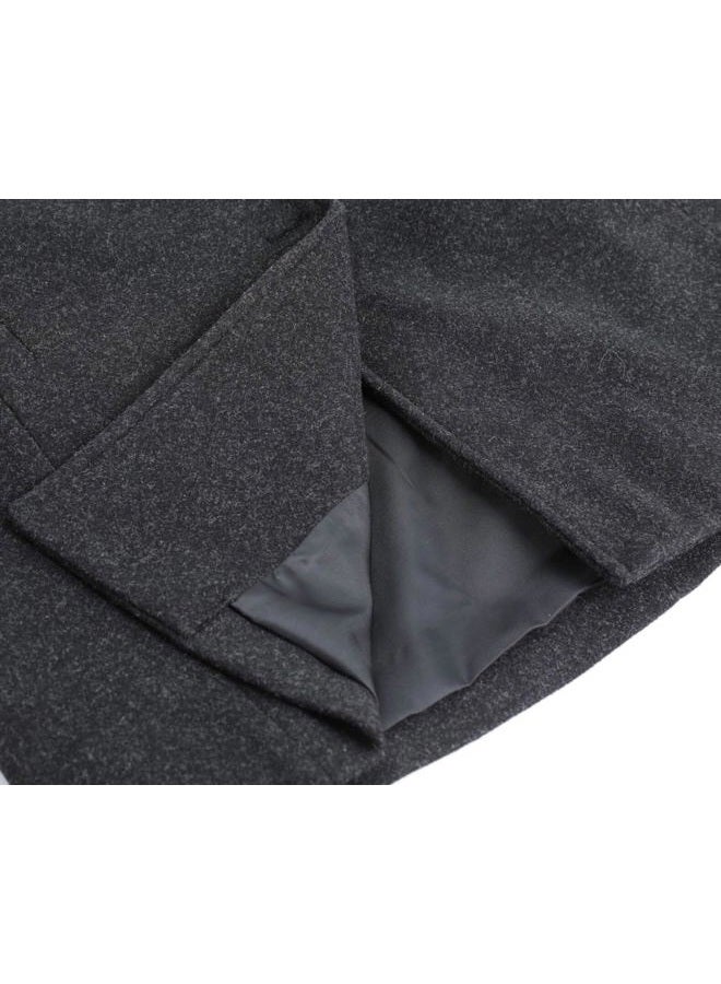 CHARTOU Women Winter Long Pea Coat Wool Blend Stand Collar Single Breast Thicken Blazer Jacket (Small, Black) - Image 4