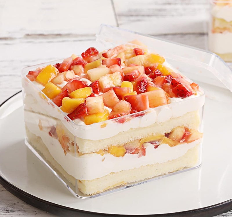 FUFU 12pcs Plastic Transparent Dessert Container Fruit Ice Cream Holder Cookie Boxes Mille Crepe Cake Packaging Box - Image 1