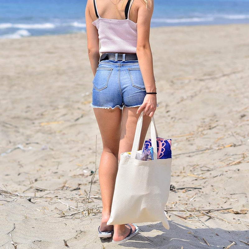 TBF 12 Pack Wholesale Premium Canvas Tote Bags  Heavy Duty Blank Natural EcoFriendly and Reusable Canvas Totes Bulk DIY 15x16 - Image 2