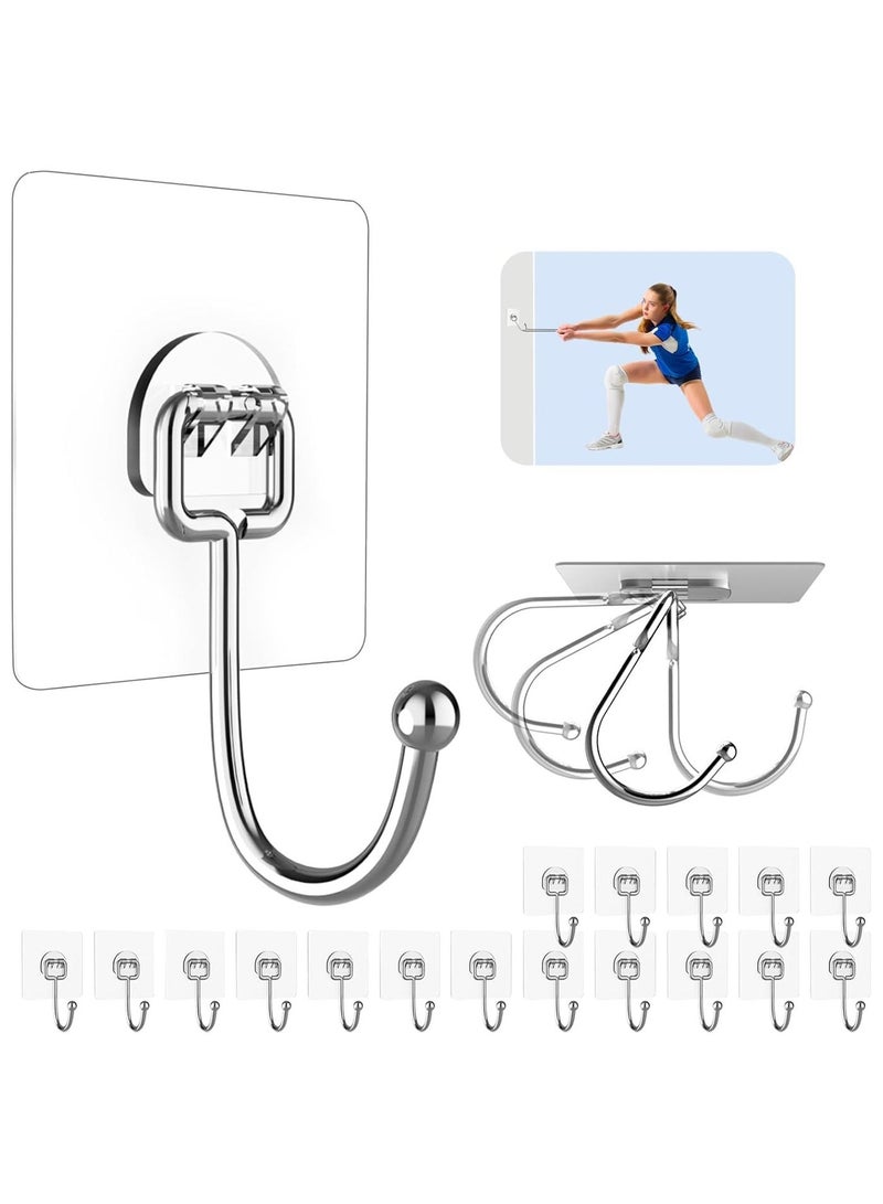 20pcs Large Adhesive Hooks, 20Kg Max Wall Hook Heavy Duty, Waterproof Transparent Hook for Curtain Rod, Bags, Keys & Pictures - Image 1