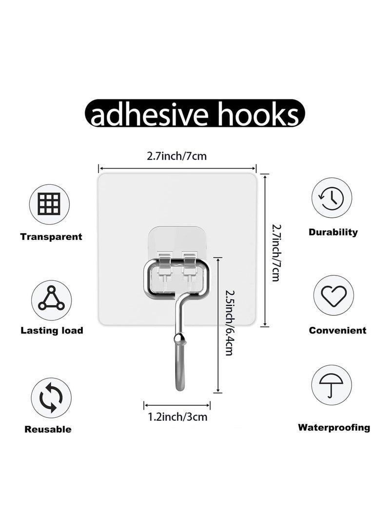 20pcs Large Adhesive Hooks, 20Kg Max Wall Hook Heavy Duty, Waterproof Transparent Hook for Curtain Rod, Bags, Keys & Pictures - Image 5
