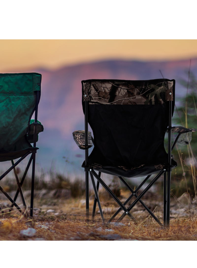 Royalford Folding Camping Chair, Chair with Cup Holder, RF10132 | Lightweight Campsite Portable Chair with Travel Carry Bag | Perfect for Camping, Garden, Caravan Trips, Fishing, Beach Black - Image 3