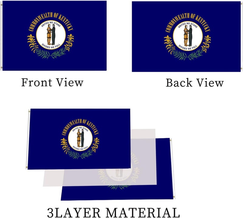 ARSOF Kentucky State Flag 3x5 Outdoor Double Sided KY State Flag Heavy Duty Vivid Colors State of Kentucky Flags 3 Ply with Durable Canvas Header and 2 Brass Grommets - Image 3