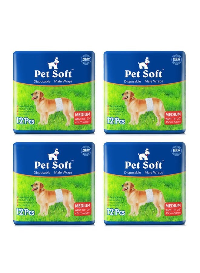 Pet Soft Dog Diaper Male Disposable Male Diaper Male Male Nappies Super Absorbent and Leakproof (M, 48) - Image 1