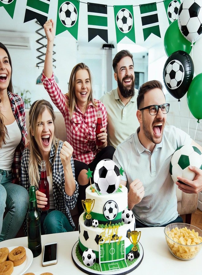 Morofme 8pcs Soccer Ball Cake Toppers Large Soccer Cake Decorations Mini Soccers Cupcake Topper Happy Birthday Topper Trophies Decor Footballs Cake Toppers for Soccers Themed Birthday Party Supplies - Image 2