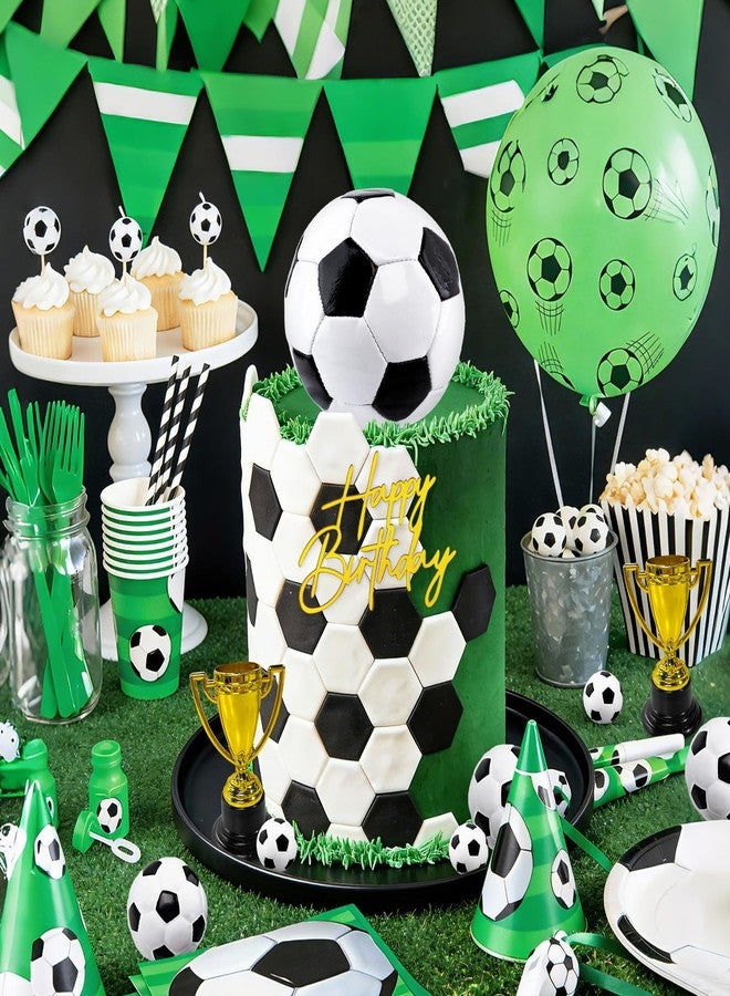 Morofme 8pcs Soccer Ball Cake Toppers Large Soccer Cake Decorations Mini Soccers Cupcake Topper Happy Birthday Topper Trophies Decor Footballs Cake Toppers for Soccers Themed Birthday Party Supplies - Image 4