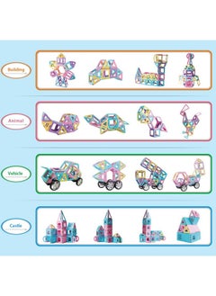 Magblock 102 Piece Magnetic Tiles Toys For 3 4 5 Year Old Girls Boys, Castle Magnet Toy Building Block For Kids Toddlers, Magnetic Blocks Montessori Stem Toys For Toddler Girls Gifts  - Image 4