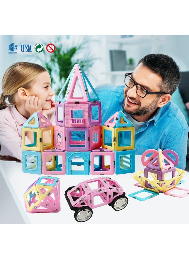 Magblock - 102 Piece Magnetic Tiles Toys For 3 4 5 Year Old Girls Boys, Castle Magnet Toy Building Block For Kids Toddlers, Magnetic Blocks Montessori Stem Toys For Toddler Girls Gifts - Image 1