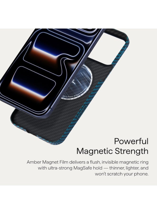 PITAKA غطاء أراميد فايبر من PITAKA لجهاز آيفون 17 برو 6.3 بوصة - نحيف للغاية وخفيف الوزن وغطاء واقي متوافق مع الشحن المغناطيسي بتصميم قماش متشابك 1500D - أسود أزرق - Image 3