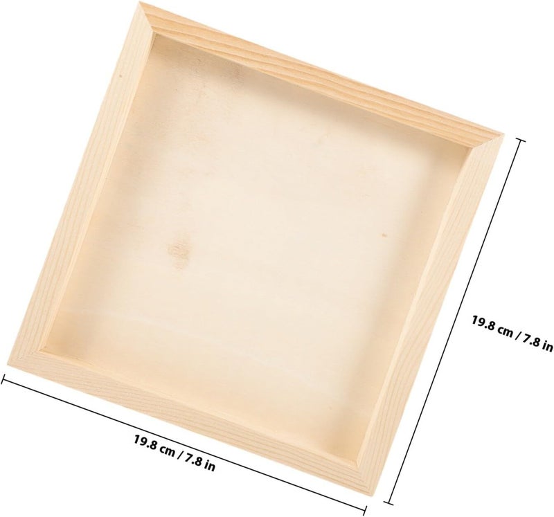 إطار صورة خشبي طيني زخرفي مقاس 20x20 سم مع أخدود عميق، إطار خشب صلب للحرف اليدوية DIY لعرض لوحات الطين الفنية على الطاولة أو الحائط. - Image 2