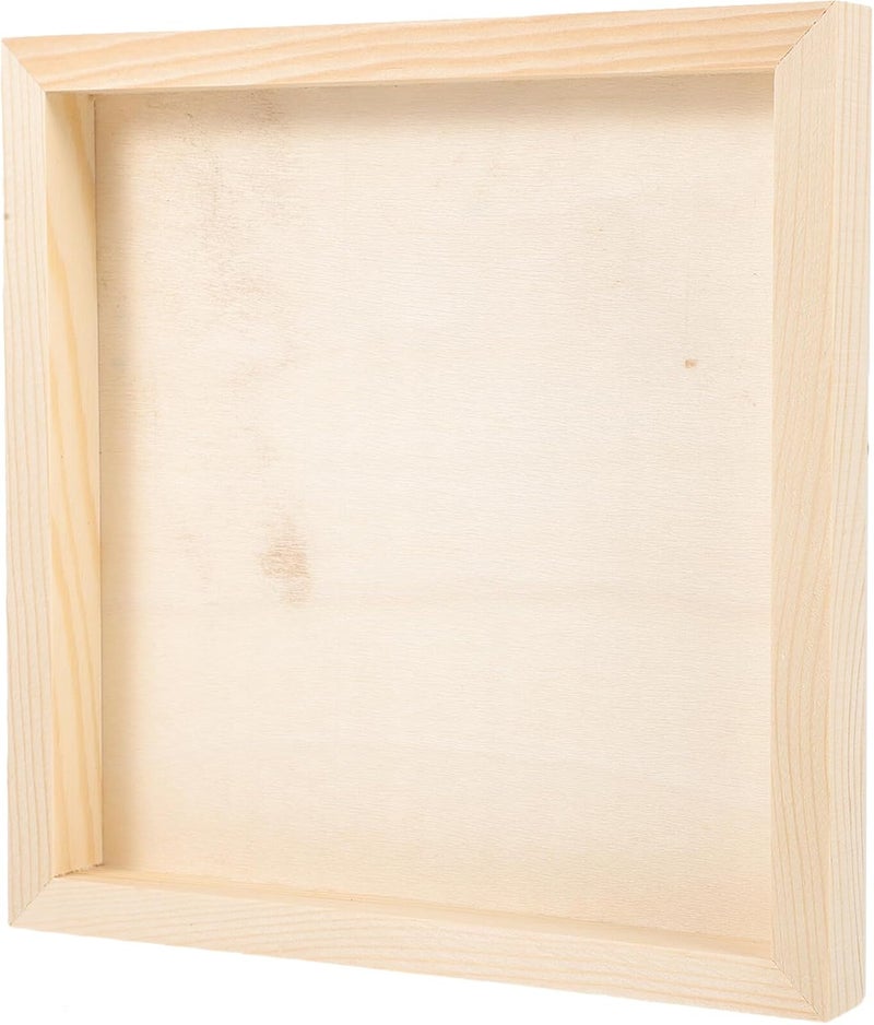 إطار صورة خشبي طيني زخرفي مقاس 20x20 سم مع أخدود عميق، إطار خشب صلب للحرف اليدوية DIY لعرض لوحات الطين الفنية على الطاولة أو الحائط. - Image 1