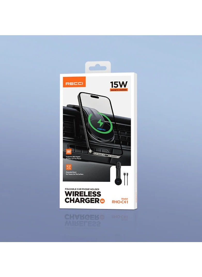 Recci - Recci RHO-C41 Magnetic wireless charging car holder - Image 1