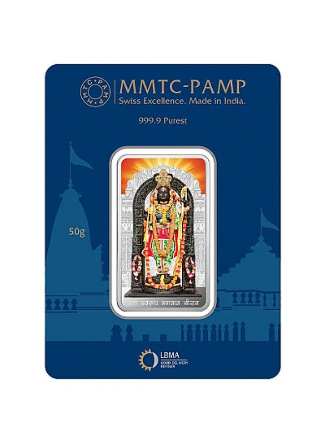KHUSHBOO JEWELS MMTC - PAMP 50 GRAMS 999 SILVER RAM LALLA BAR - Image 1