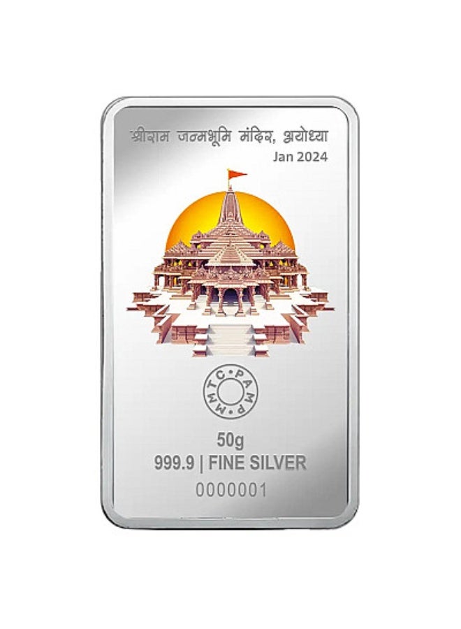 KHUSHBOO JEWELS MMTC - PAMP 50 GRAMS 999 SILVER RAM LALLA BAR - Image 3