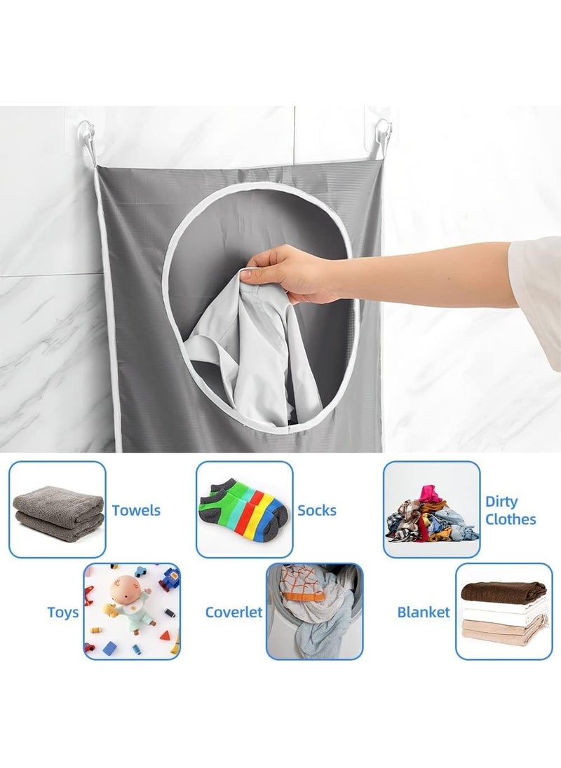 Prostuff.in Prostuffin Hanging Laundry Hamper Bag Door Hanging Organiser with 2 PCs Suction Cup Hooks Wall Hanging Storage Bag for Holding Dirty Clothes and Saving Space Bedroom BathroomMulticolour  - Image 4