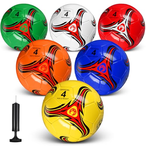 Deekin 6 Pcs Soccer Ball Bulk with Pump Size 543 Soccer Ball for Indoor Outdoor Sport Practice Competition Sport Training Accessories for Youth AdultsSize 4Stylish