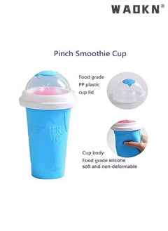WAOKN Frozen Magic Slushy Maker Squeeze Cup, Home Frost Cup Summer Pinching Cup, Quick Frozen Smoothies Slushy Ice Cream Maker with Dome Lids,Internet Famous Refrigeration Cup Blue  - Image 4