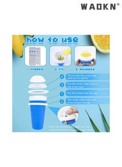 WAOKN Frozen Magic Slushy Maker Squeeze Cup, Home Frost Cup Summer Pinching Cup, Quick Frozen Smoothies Slushy Ice Cream Maker with Dome Lids,Internet Famous Refrigeration Cup Blue  - Image 3