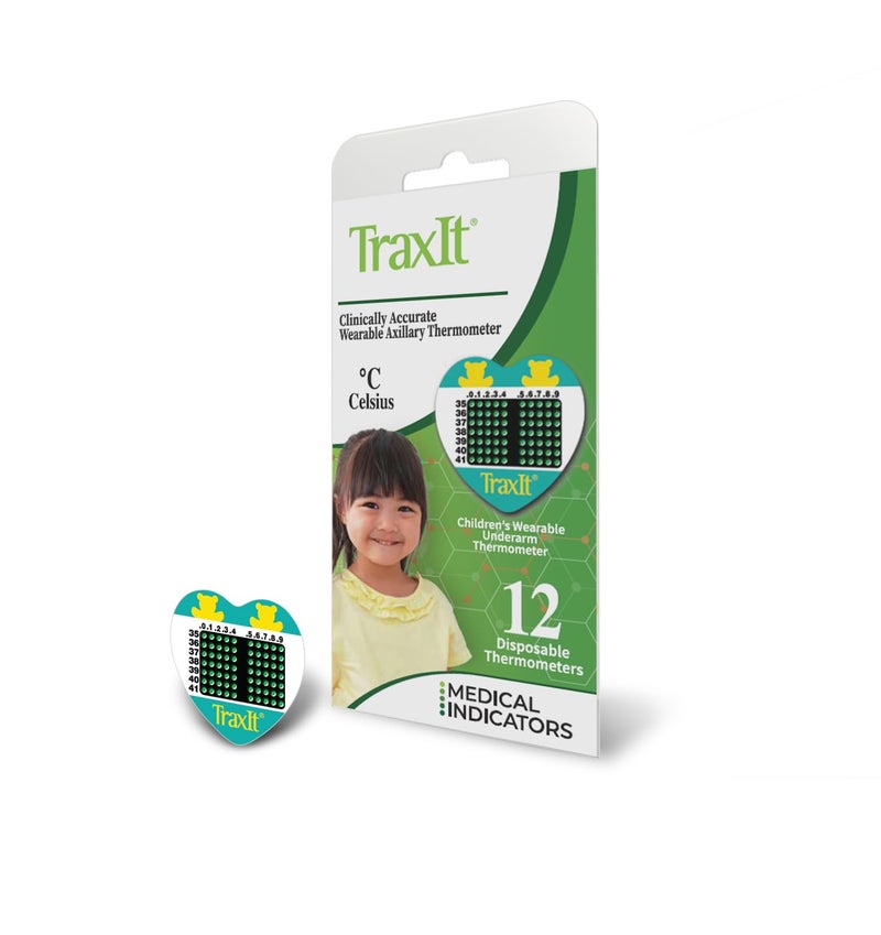 TRAXIT Wearable Children’s Axillary Thermometer – 48-Hour Continuous Read, Clinically Accurate, Single-Use Pediatric Thermometer for Kids, Babies, Toddlers & Infants (12-Pack (Celsius)) - Image 1