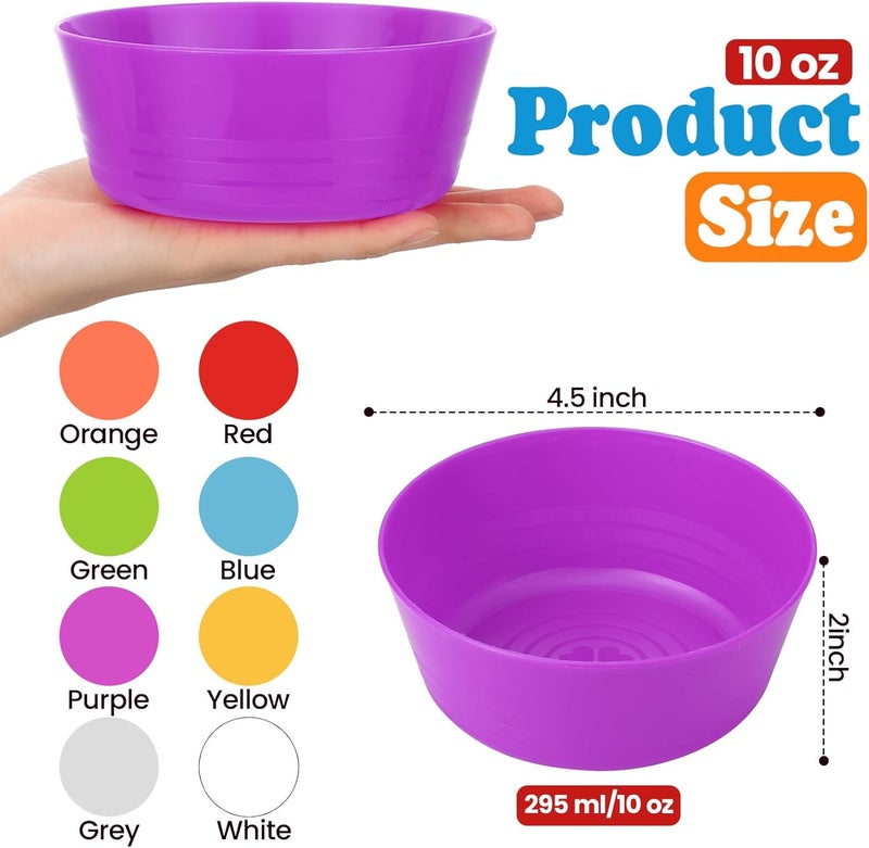 Foaincore Foaincore 24 Pcs Kids Plastic Bowls 10 oz Cereal Snack Microwave Dishwasher Safe Toddler Bowls Kids Colorful Snack Children Salad Dessert Soup Supplies 8 Color  - Image 2