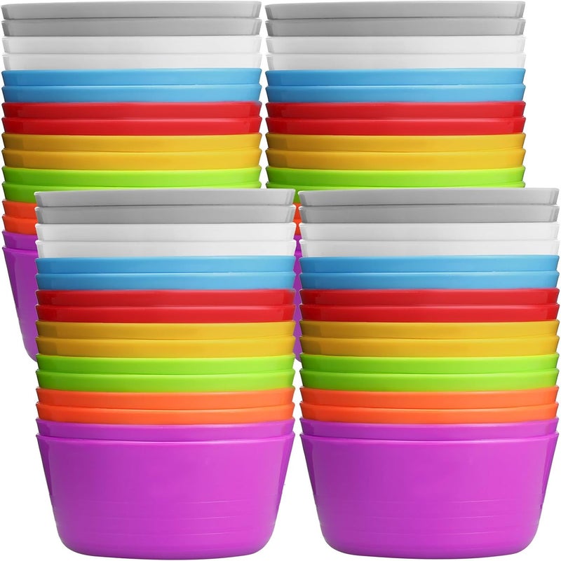 Foaincore Foaincore 24 Pcs Kids Plastic Bowls 10 oz Cereal Snack Microwave Dishwasher Safe Toddler Bowls Kids Colorful Snack Children Salad Dessert Soup Supplies 8 Color  - Image 1