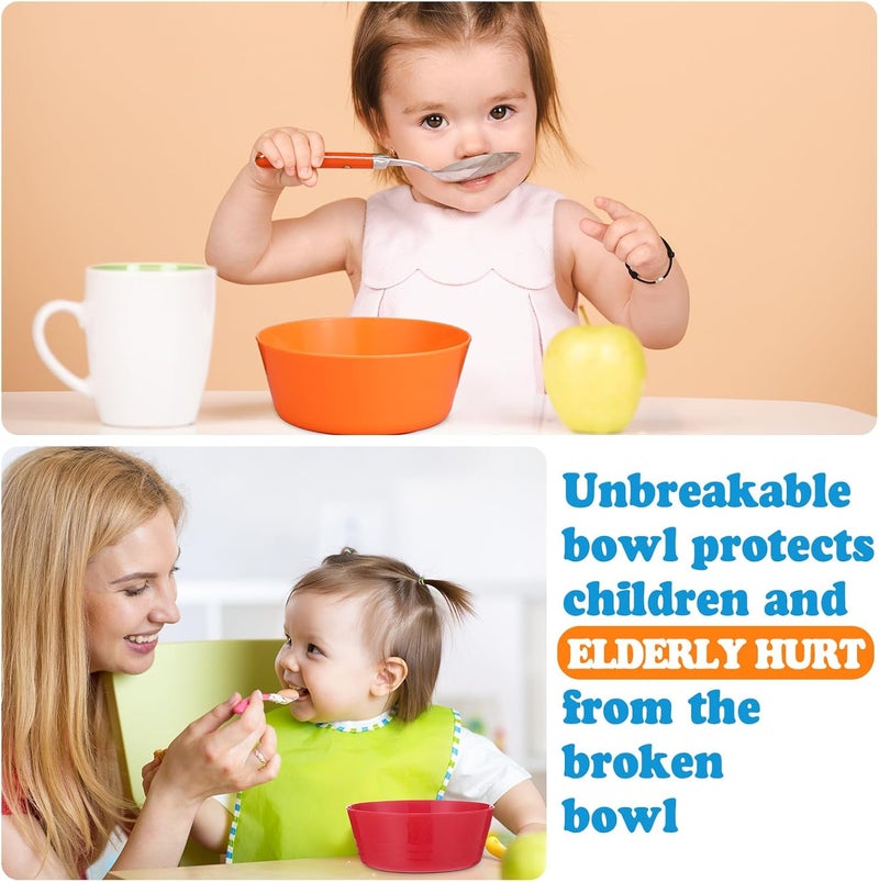 Foaincore Foaincore 24 Pcs Kids Plastic Bowls 10 oz Cereal Snack Microwave Dishwasher Safe Toddler Bowls Kids Colorful Snack Children Salad Dessert Soup Supplies 8 Color  - Image 5