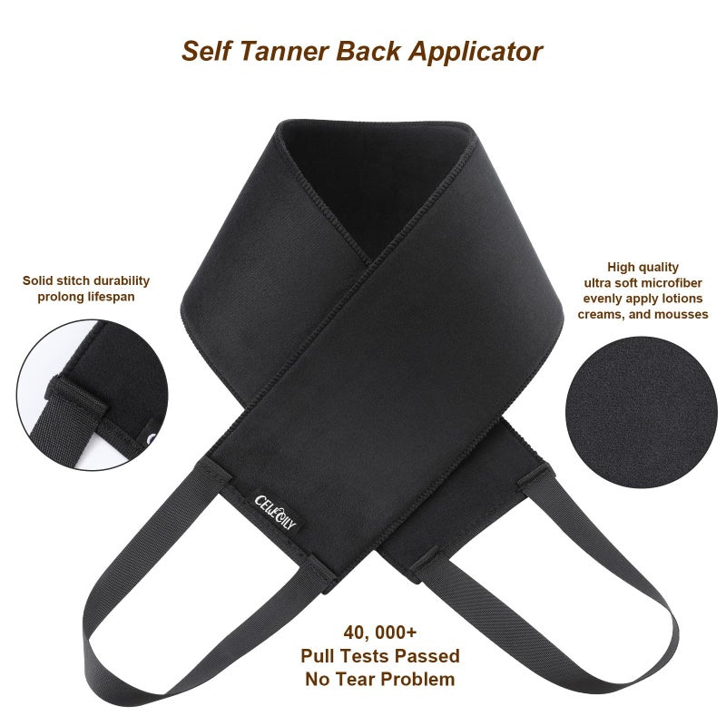 CeleCily 5-in-1 Self Tanner Mitt Applicator Kit - Professional Self Tanning Mitt Back Applicator, Mini Mitt, Brush and Exfoliatorï¼ŒNo Streaks, No Orange Palms, Double-Sided Washable Tanning Gloves Set - Image 5