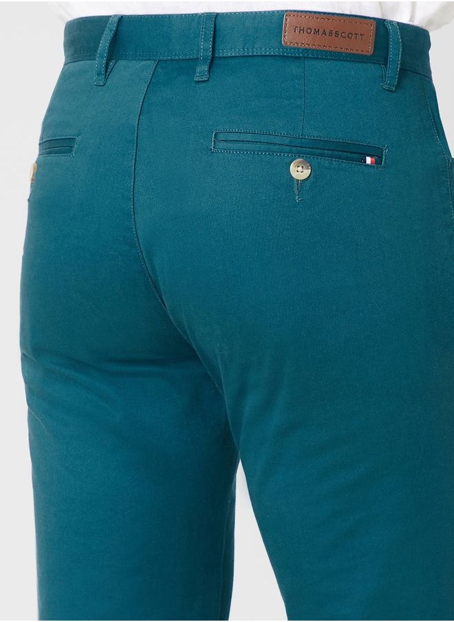 Thomas Scott - Men Blue Easy Wash Regular Fit Sustainable Chinos Trousers - Image 1