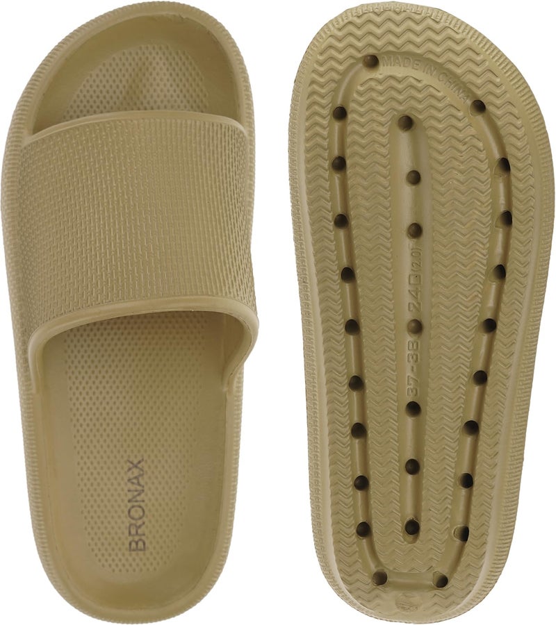 BRONAX Pillow Slippers for Women and Men | House Slides Shower Sandals | Cushioned Thick Sole 39-40 Olive Green - Image 5