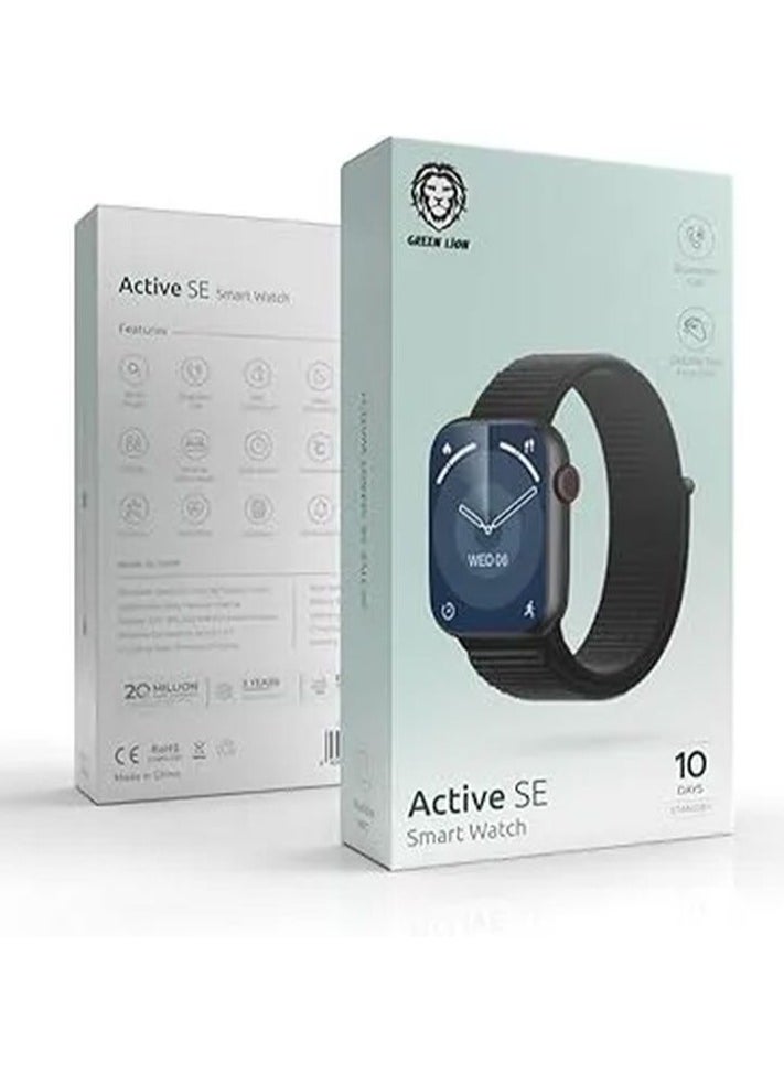 GREEN LION - Active SE Smart Watch 2.01" IPS Display, 10 Days Stand By, Full Square Display, Bluetooth Call, Multiple NFC, Magnetic Charger, IP67 Water Resistant & Comfort Wear with Double Tap Function - Black - Image 1