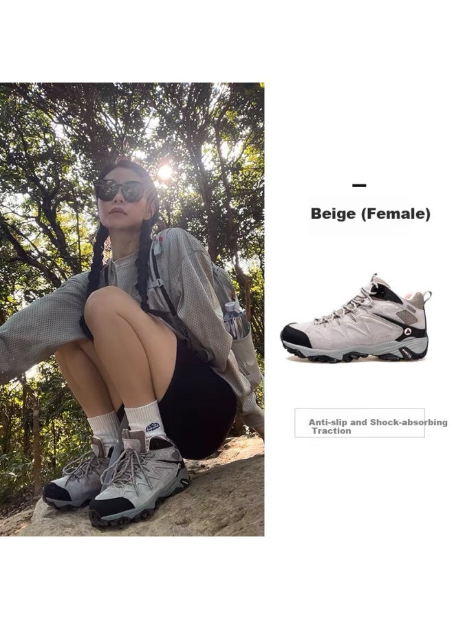 HUMTTO Humtto Women's Anti-slip Hiking Shoes Comfortable Shock Absorbing Outdoor Walking Shoes With Plush Lining Warm Cotton Shoes - Regular Size, Beige, 39 - Image 2