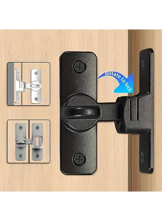 Silvery Sliding Door Latch Lock 90 180 Degree Flip Left Right Hand Installation - Image 2