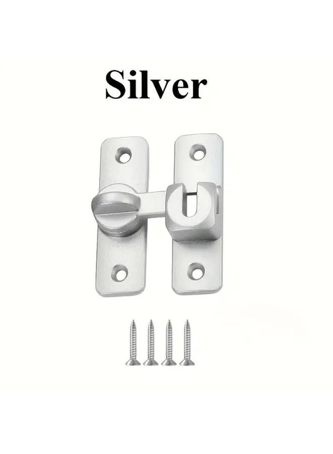 Silvery Sliding Door Latch Lock 90 180 Degree Flip Left Right Hand Installation - Image 1