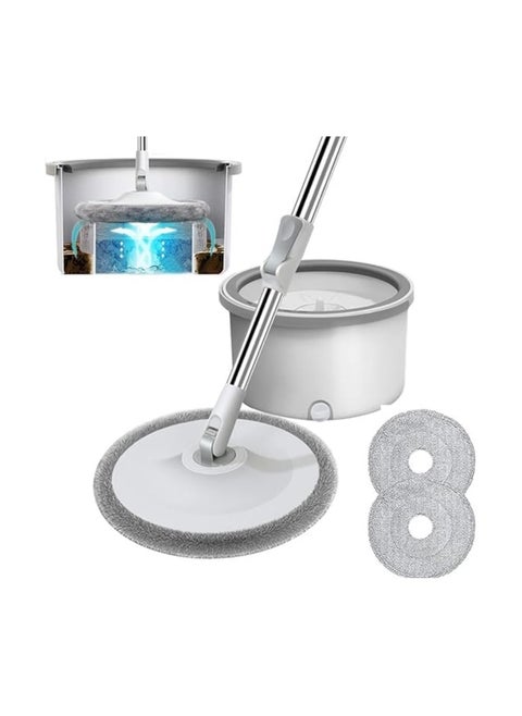 Mop and Bucket Set, Self-Separation Flat Mop and Bucket Set for Clean Dirty Water, 2 Pieces Microfiber Mop with Extendable Handle, Perfect for Cleaning All Types of Floors Spin Mop and Bucket Set