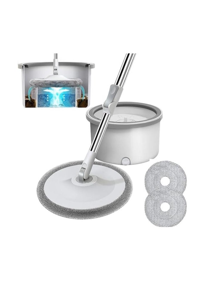 Mop and Bucket Set, Self-Separation Flat Mop and Bucket Set for Clean Dirty Water, 2 Pieces Microfiber Mop with Extendable Handle, Perfect for Cleaning All Types of Floors Spin Mop and Bucket Set