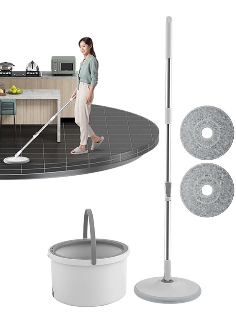 Mop and Bucket Set, Self-Separation Flat Mop and Bucket Set for Clean Dirty Water, 2 Pieces Microfiber Mop with Extendable Handle, Perfect for Cleaning All Types of Floors Spin Mop and Bucket Set
