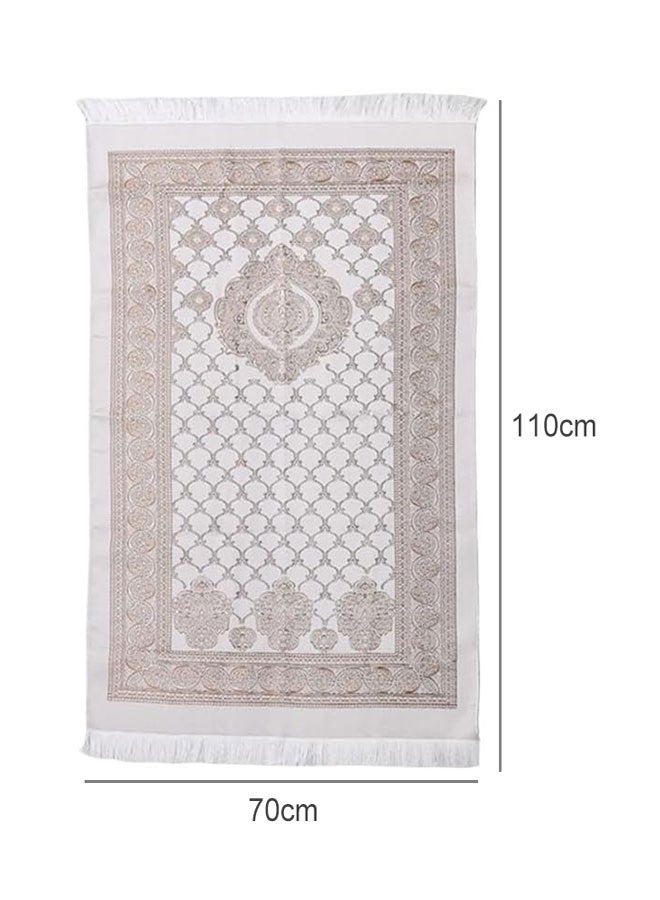 HAWAWA Muslim Prayer Rug and Beads with Elegant Slub Fabric Bag, Thin Lightweight Polyester Prayer Mat, Ramadan Prayer Blanket, for Gifts, Ramadan, Prayer 70x110cm Brown - Image 2