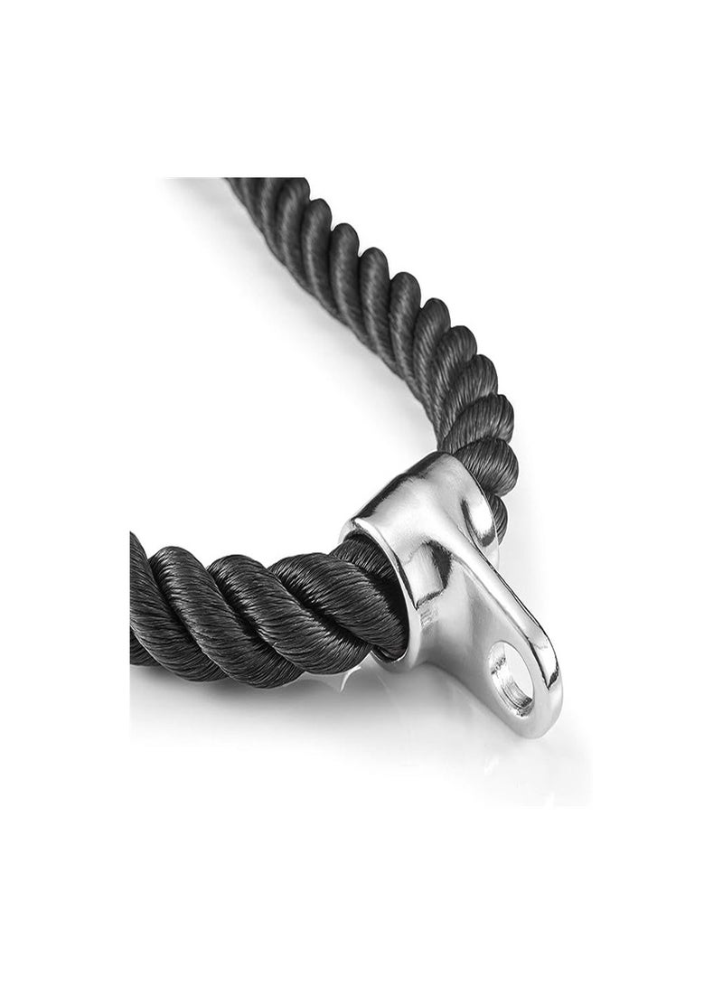 Goolsky حبل ترايسيب ثقيل من جولسكي بطول 27 و 36 بوصة مع خطاف فولاذي مقاوم للصدأ ملحق لآلة اللياقة البدنية حبل نايلون مطلي لجيم المنزل بار دفع سحب ضغط (أسود 27 بوصة) - Image 4