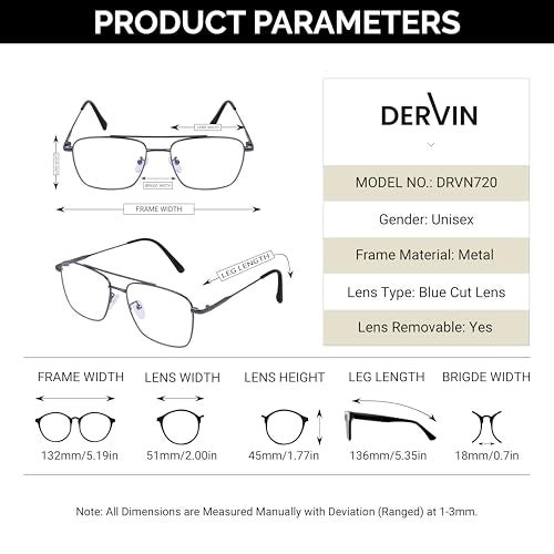 Dervin Blue Light Blocking Blue Cut Zero Power anti-glare Retro Square Eyeglasses, Frame for Eye Protection from UV by Computer/Tablet/Laptop/Mobile (Grey) - Image 4