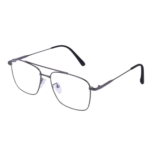 Dervin Blue Light Blocking Blue Cut Zero Power anti-glare Retro Square Eyeglasses, Frame for Eye Protection from UV by Computer/Tablet/Laptop/Mobile (Grey) - Image 1