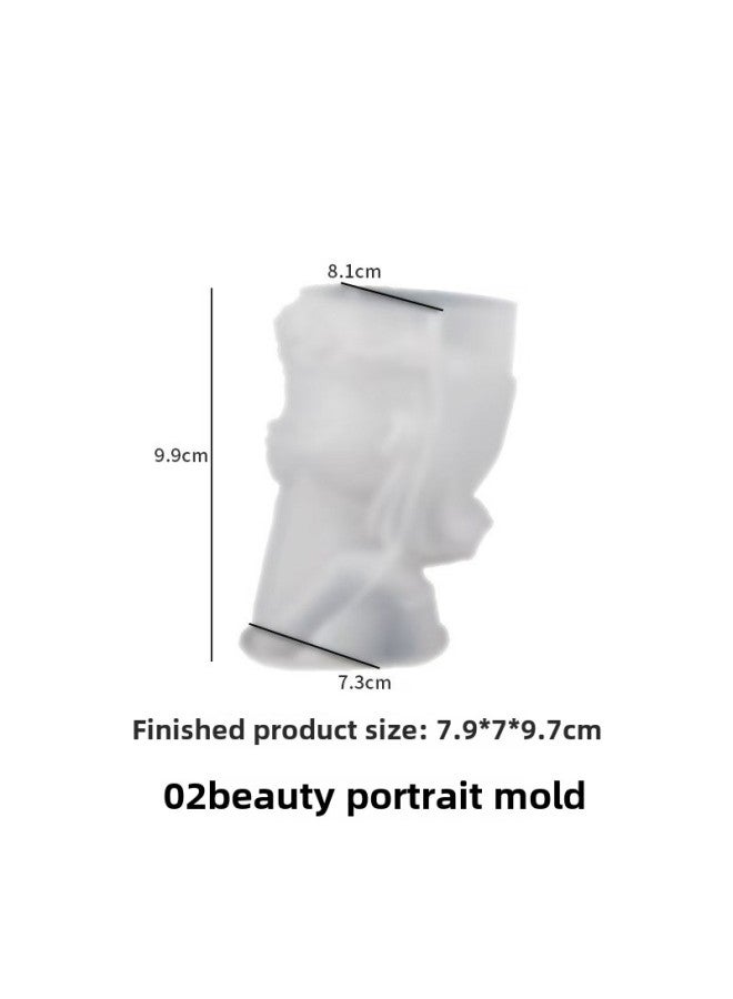 Diy Resin Drip Grafting Gypsum Mold Silent Body Vase Skull Head Potted Plant Candle Holder Silicone Mold Kitchen Tableware-Specifications:02 Beauty Figure Mold - Image 1