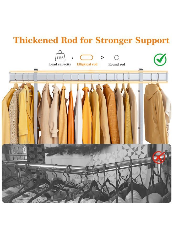 Wiracks Heavy Duty Clothes Rack for Hanging Clothes Clothing Rack 300LBS Portable Clothes Rack 45" L*15" W*66" H Thickened and Widened elliptical Tubes (Silver) - Image 4