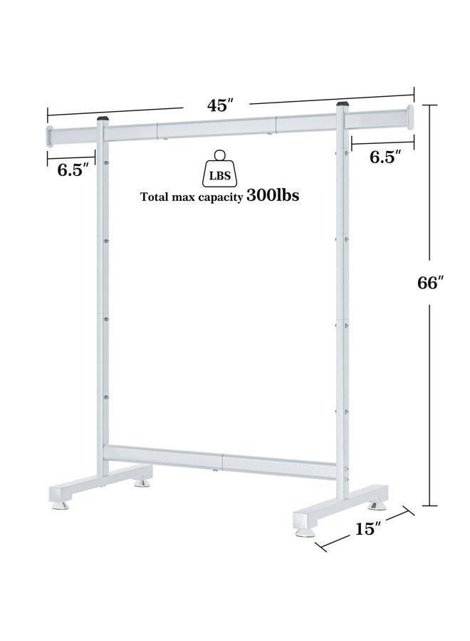 Wiracks Heavy Duty Clothes Rack for Hanging Clothes Clothing Rack 300LBS Portable Clothes Rack 45" L*15" W*66" H Thickened and Widened elliptical Tubes (Silver) - Image 3