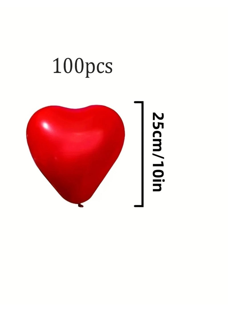 100 PCS Red Heart Shape Latex Balloons 10 Inch Size for Wedding Anniversary Engagement Birthday Garden Company Celebration Graduation Prom Party Decoration Romantic Decor  - Image 3