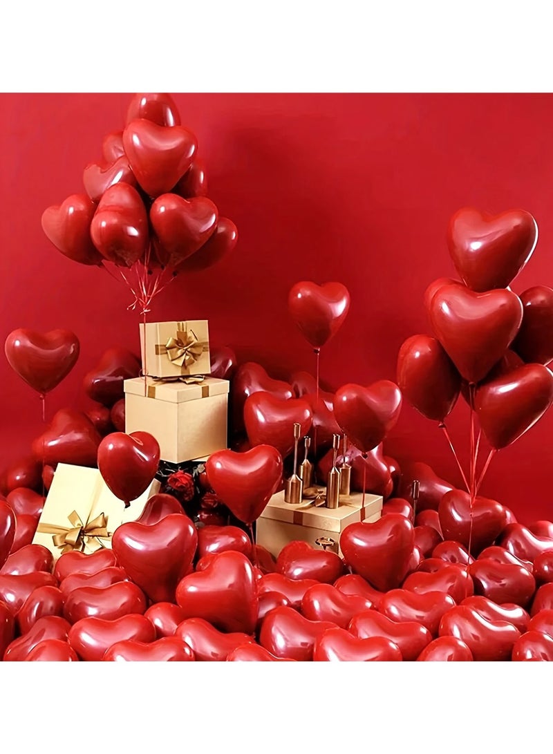 100 PCS Red Heart Shape Latex Balloons 10 Inch Size for Wedding Anniversary Engagement Birthday Garden Company Celebration Graduation Prom Party Decoration Romantic Decor  - Image 5